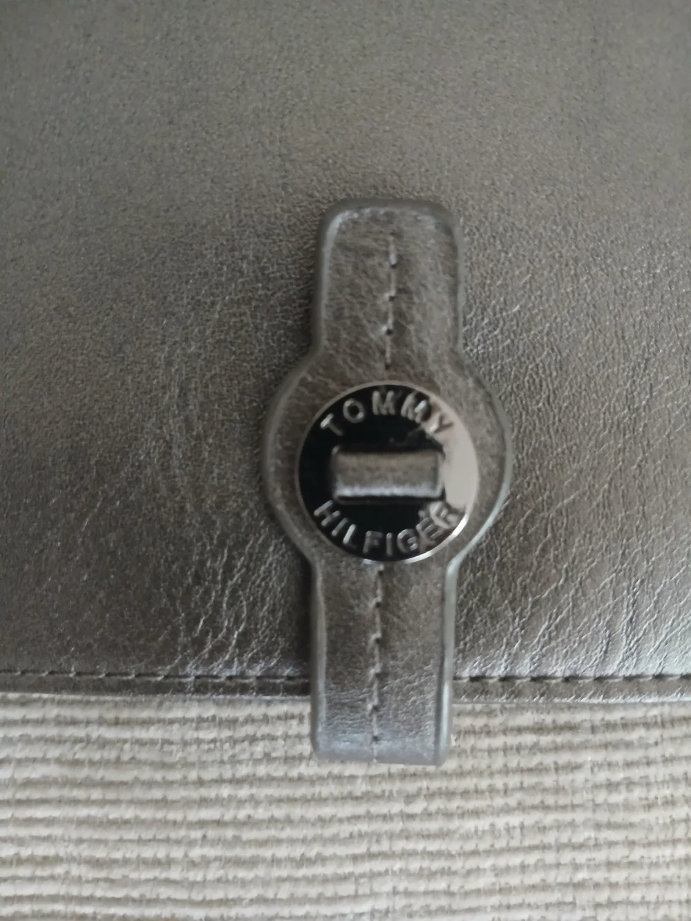Tommy Hilfiger Gray/Pewter Leather Wristlet Clutch - Classic Minimalist Style